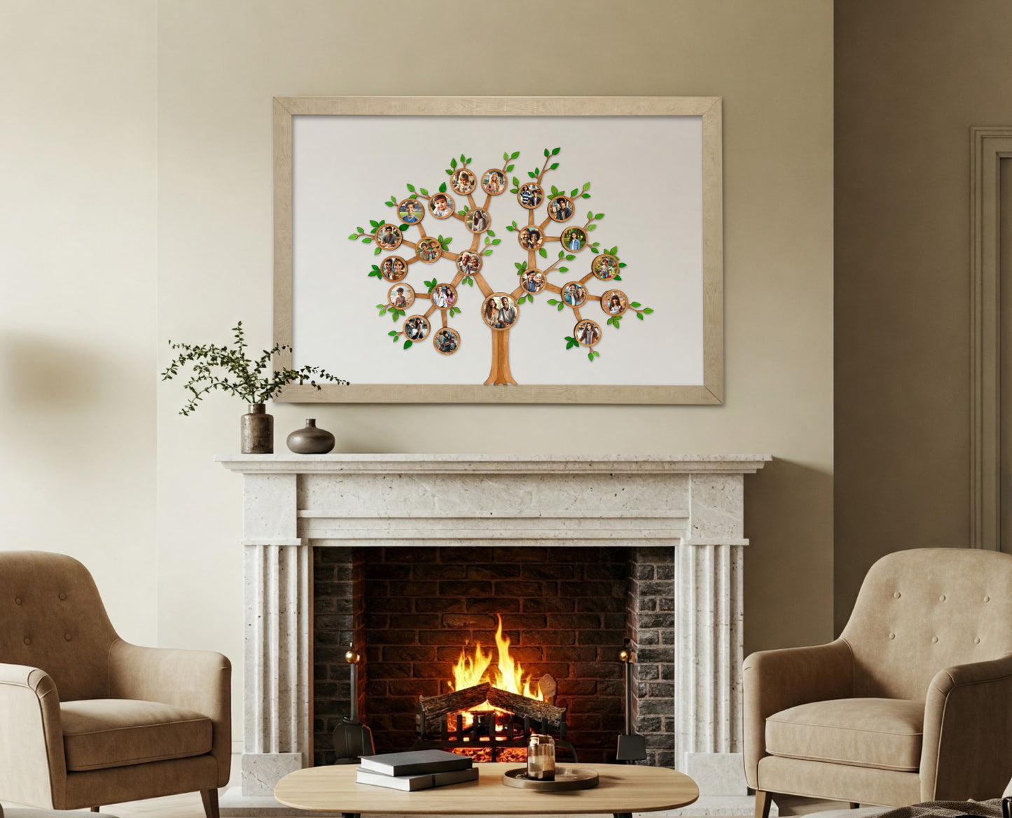 Magnetic Photo Frame Set – 12 + 1 XL / 24+1 XL – Square or Round – Upgrade your Branching Family Tree